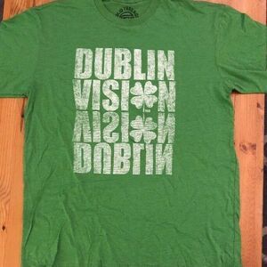 NEW! Men's Green St. Patrick's Day Funny Graphic T-Shirt Large "Dublin Vision"